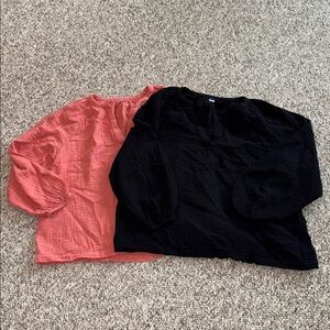 Old Navy Black and Peach Blouse Set